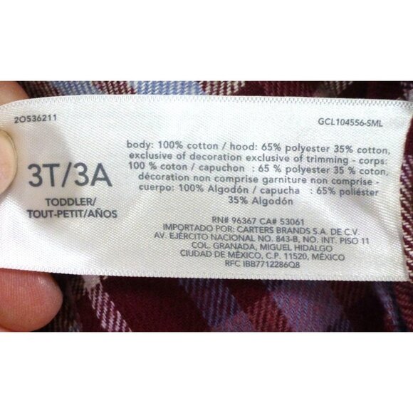 Oshkosh Bgosh Toddler Plaid Flannel Shirt Jacket W/ Hood 3T NWT - Picture 9 of 12